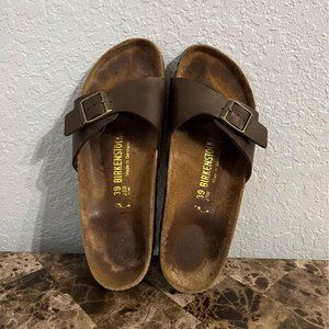 Birkenstock Madrid Big Buckle Brown Strap Silver Hardware Womens Size 39 or 8